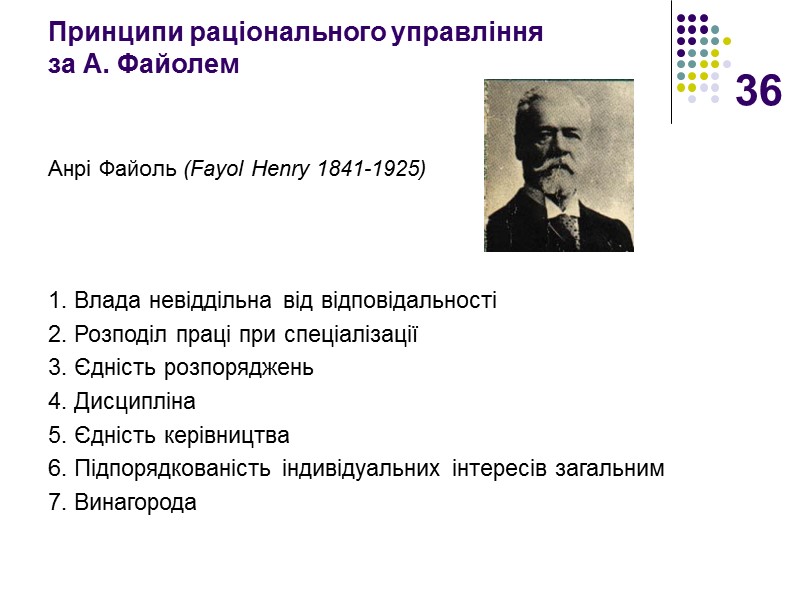 36 Принципи раціонального управління  за А. Файолем Анрі Файоль (Fayol Henry 1841-1925) 